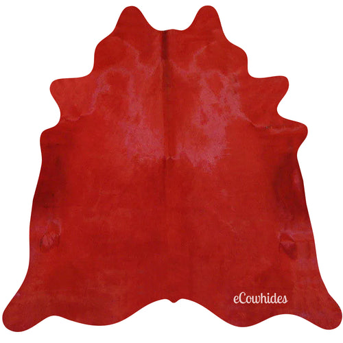 Red Dyed Cowhide Rug , Natural Suede Leather | eCowhides