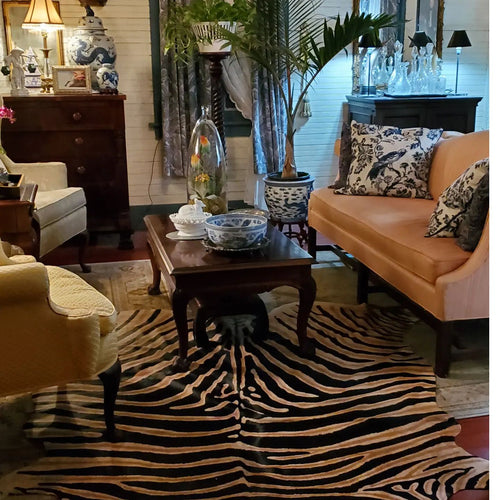 Zebra Safari Cowhide Rug , Natural Suede Leather | eCowhides | eCowhides