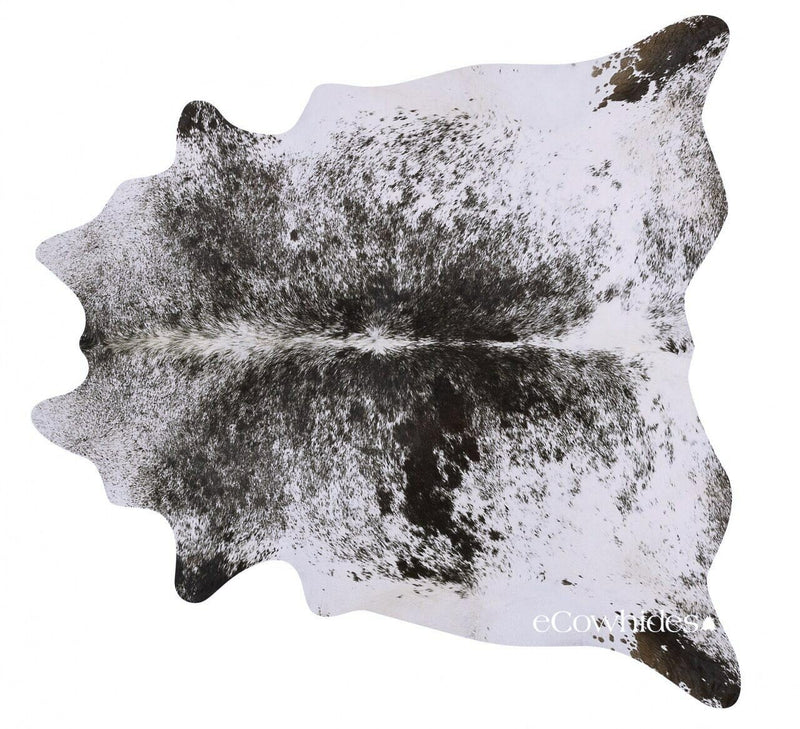 Salt And Pepper Black Brazilian Cowhide Rug: Large , Natural Suede Leather | eCowhides