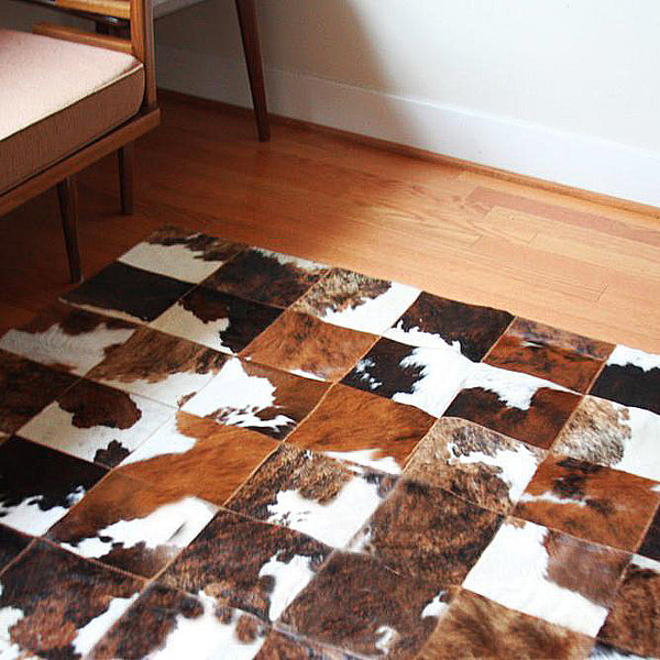 Tricolor Patchwork Cowhide Rug: Enhance Your Décor with eCowhides