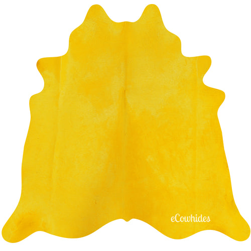 Yellow Dyed Cowhide Rug , Natural Suede Leather | eCowhides