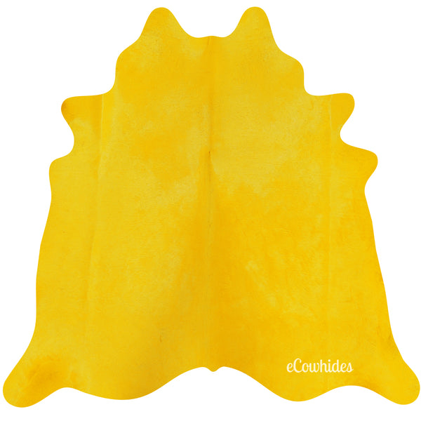 yellow dyed cowhide rug