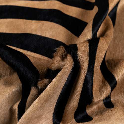 Caramel Zebra Cowhide Rug , Natural Suede Leather | eCowhides