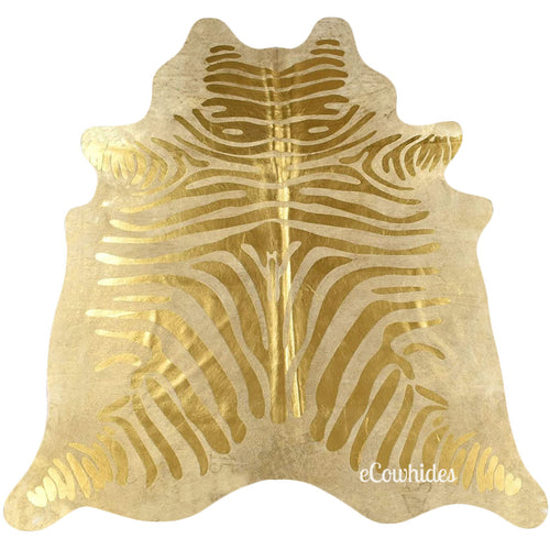 Zebra Gold Metallic Cowhide Rug